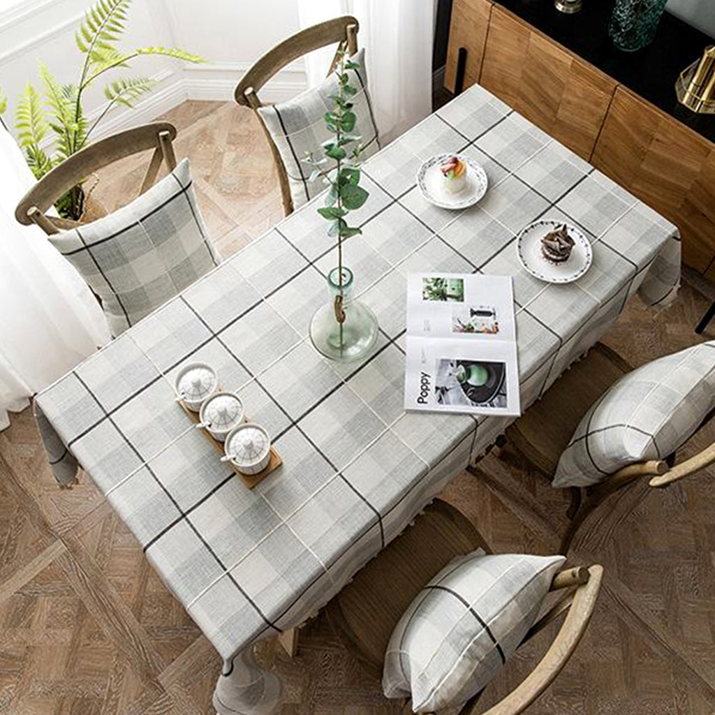 European Style Plaid Tablecloth with Tassels