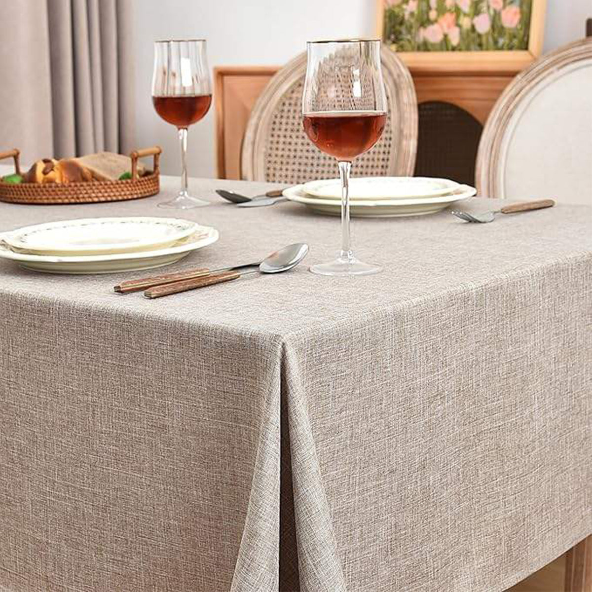 Natural Linen-Look Tablecloth