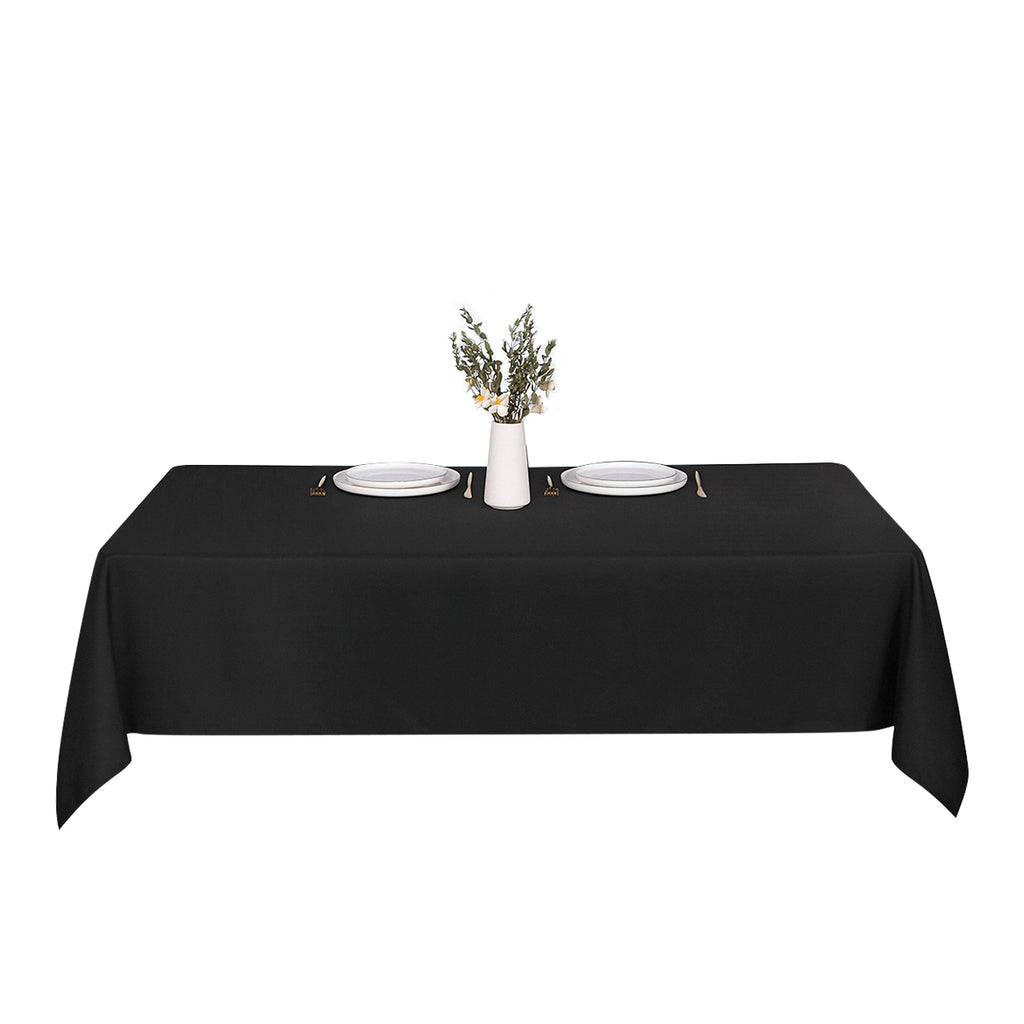 Black Rectangular Polyester Tablecloth