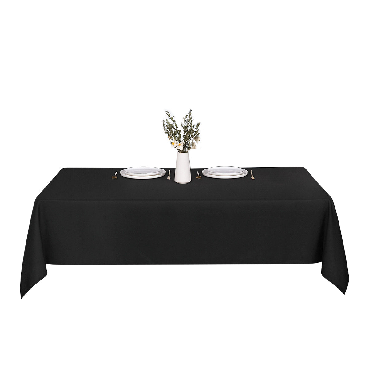 Black Rectangular Polyester Tablecloth