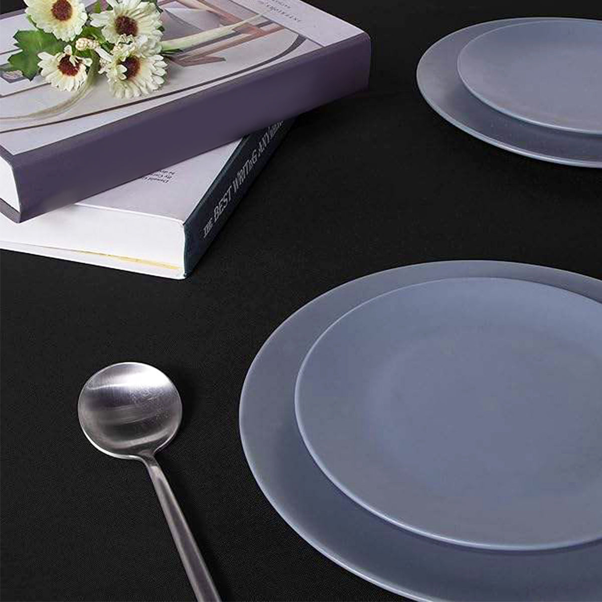 Black Rectangular Polyester Tablecloth