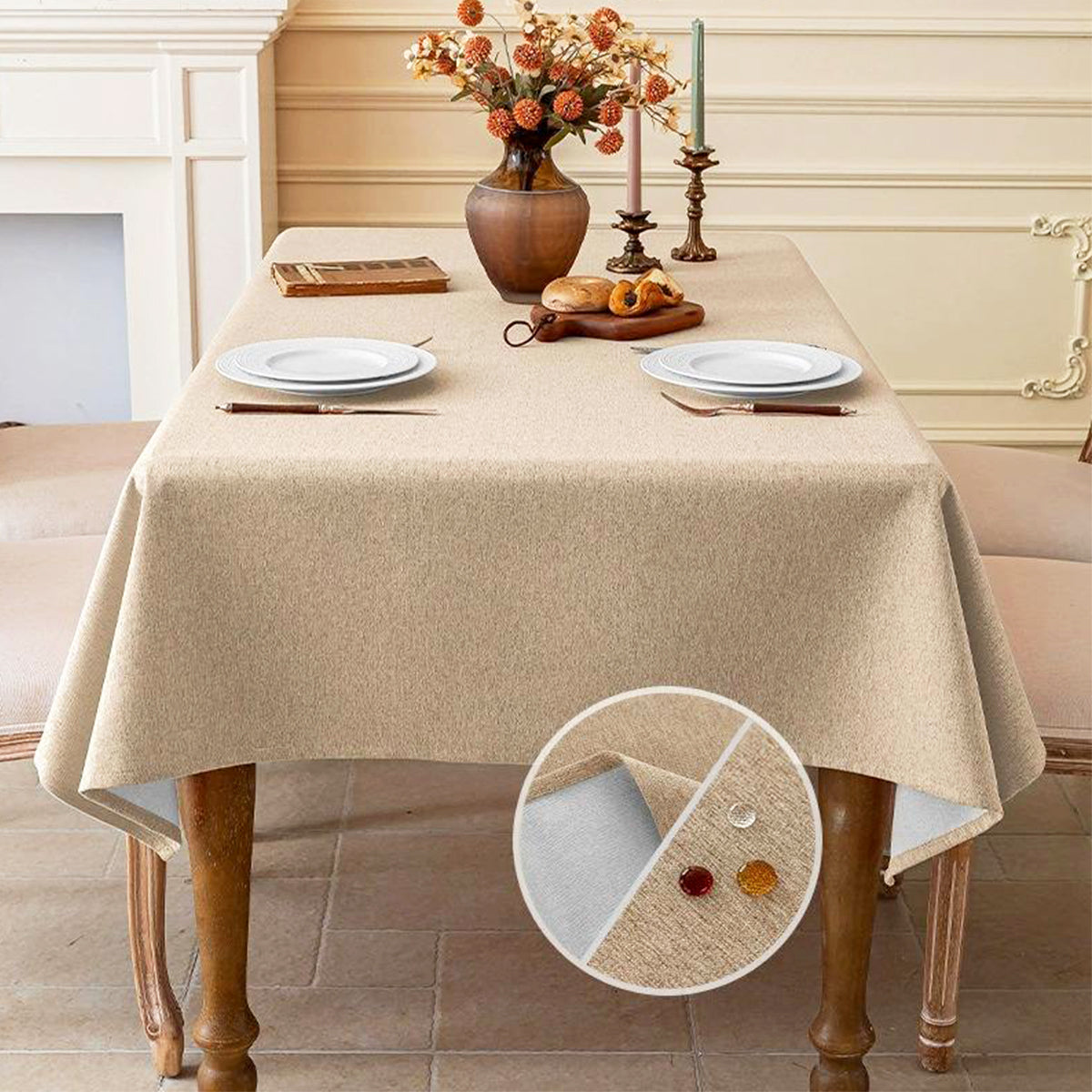 Waterproof Linen-Texture Tablecloth