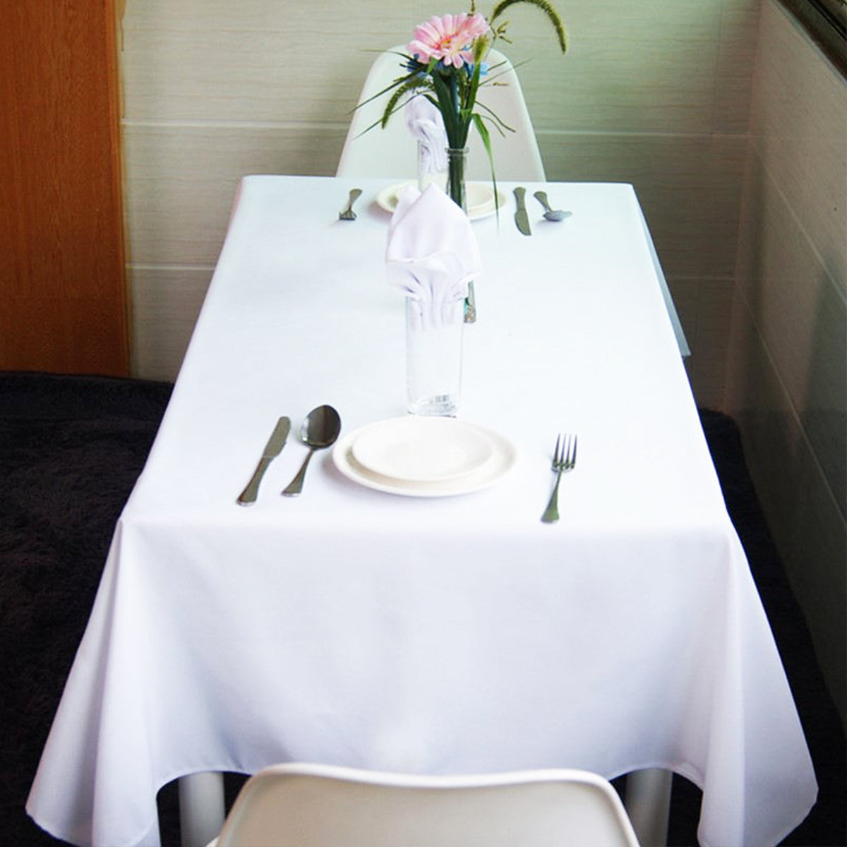 Pure White Rectangular Tablecloth